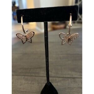 Butterfly Rose Gold Color Dangle Post Earrings
